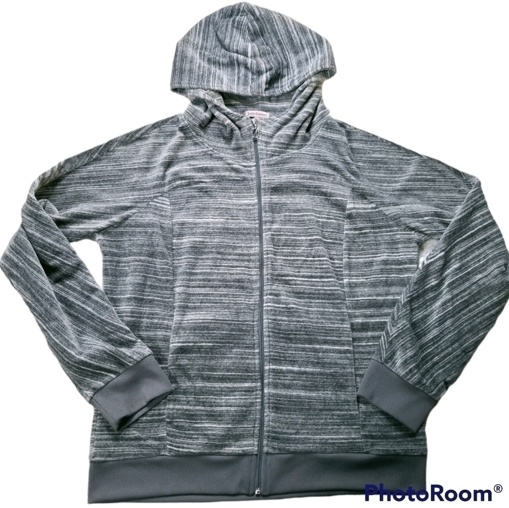 Juicy Couture Velour Grey Stripe Track Jacket sz L